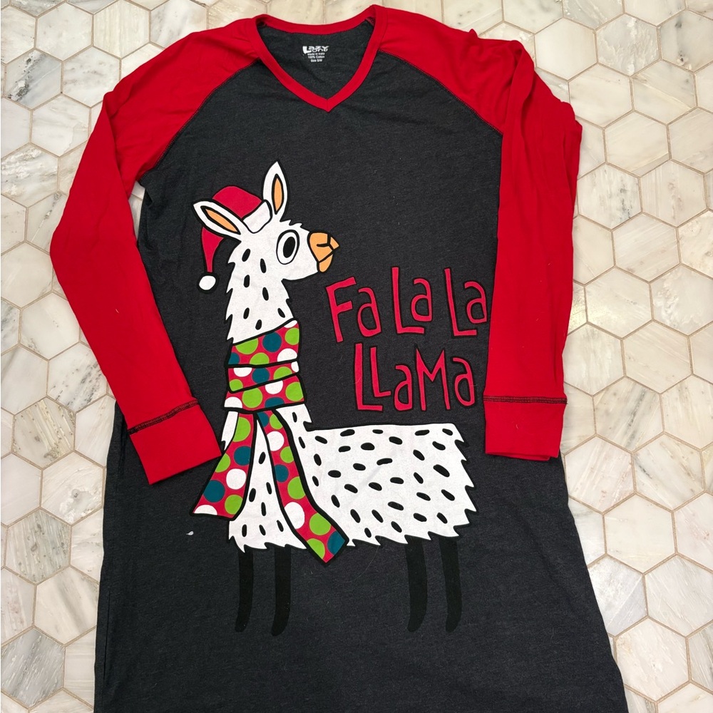 Lazy One Red and Black Llama Pajama Top
